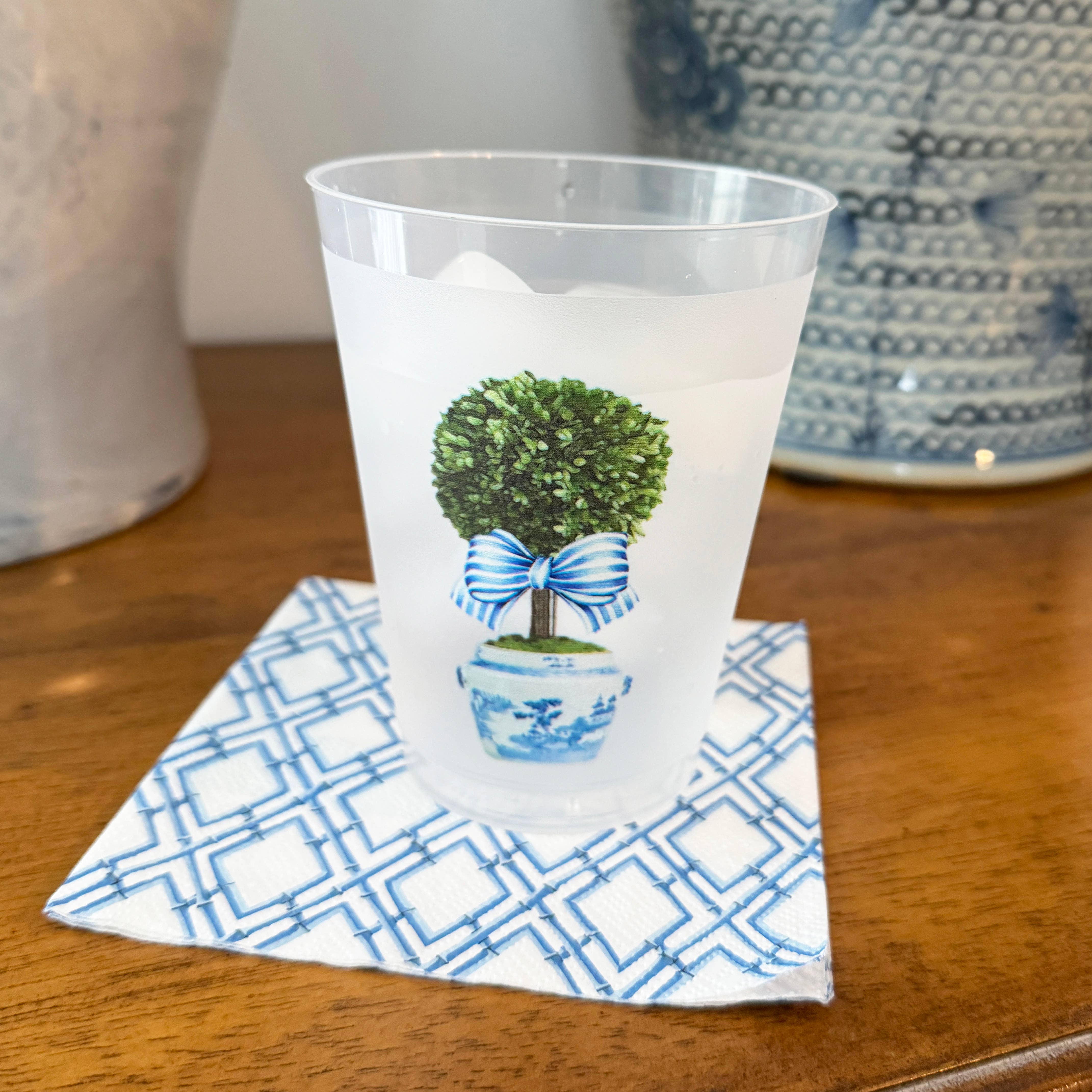Striped Topiary Tree 16 oz Shatterproof Cups