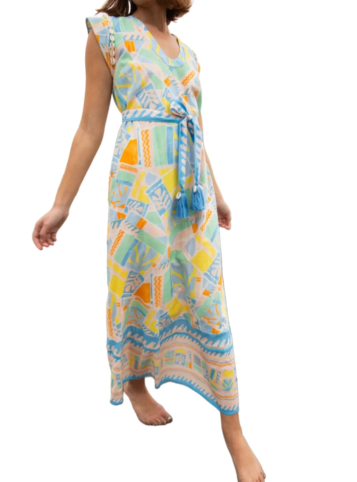 Anna Cate Sage Maxi Dress - Abstract