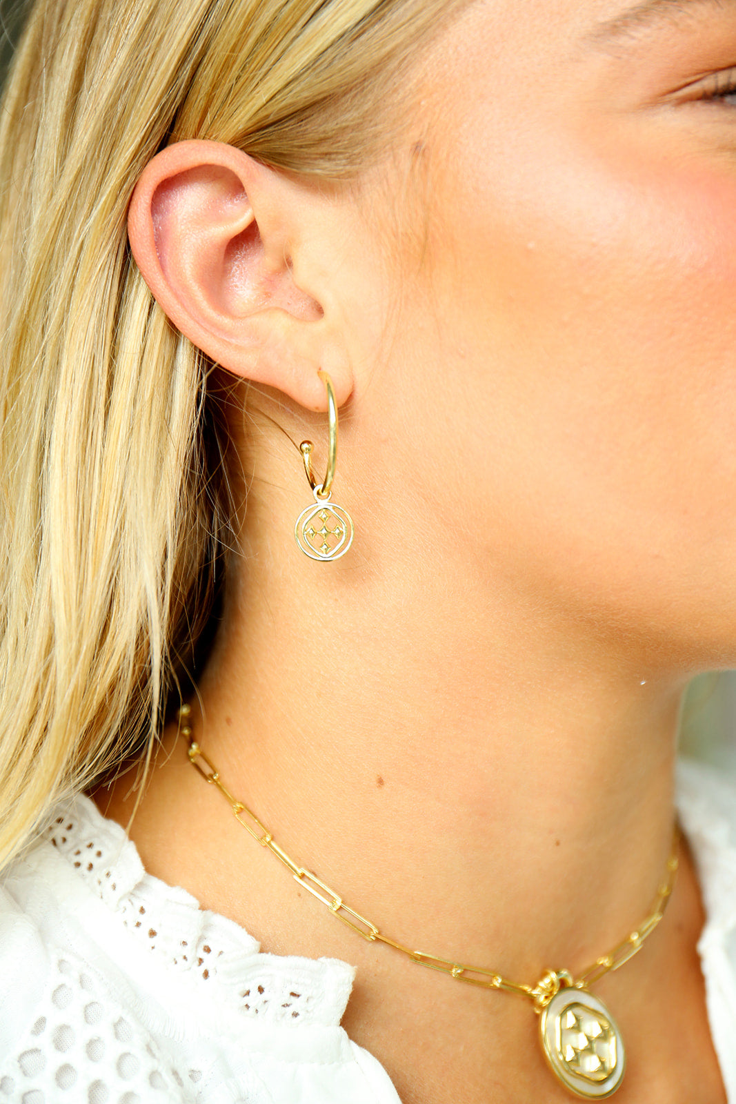 Gracewear Medallion Small Hoops -(gold or silver)