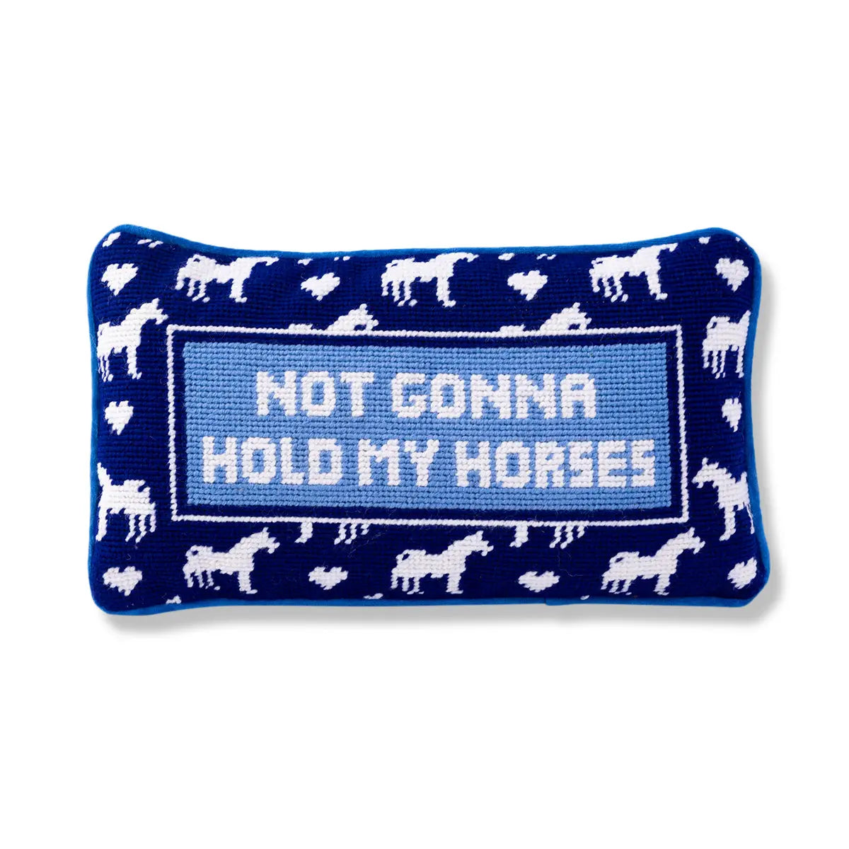 Hold My Horses Mini Needlepoint Pillow