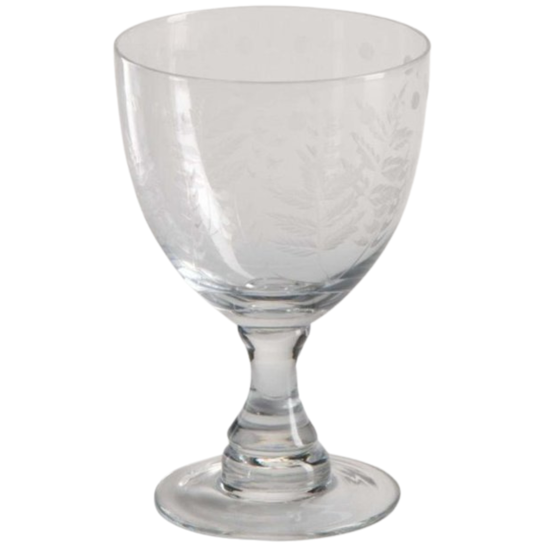 Etched Spring Leaves Design Red Wine Glass