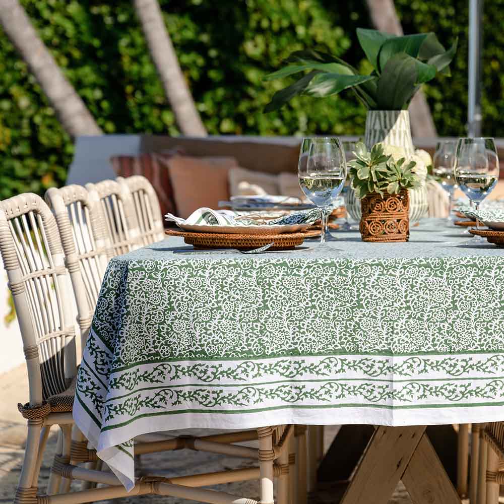 Pomegranate Tapestry Green Tablecloth 60"x140"