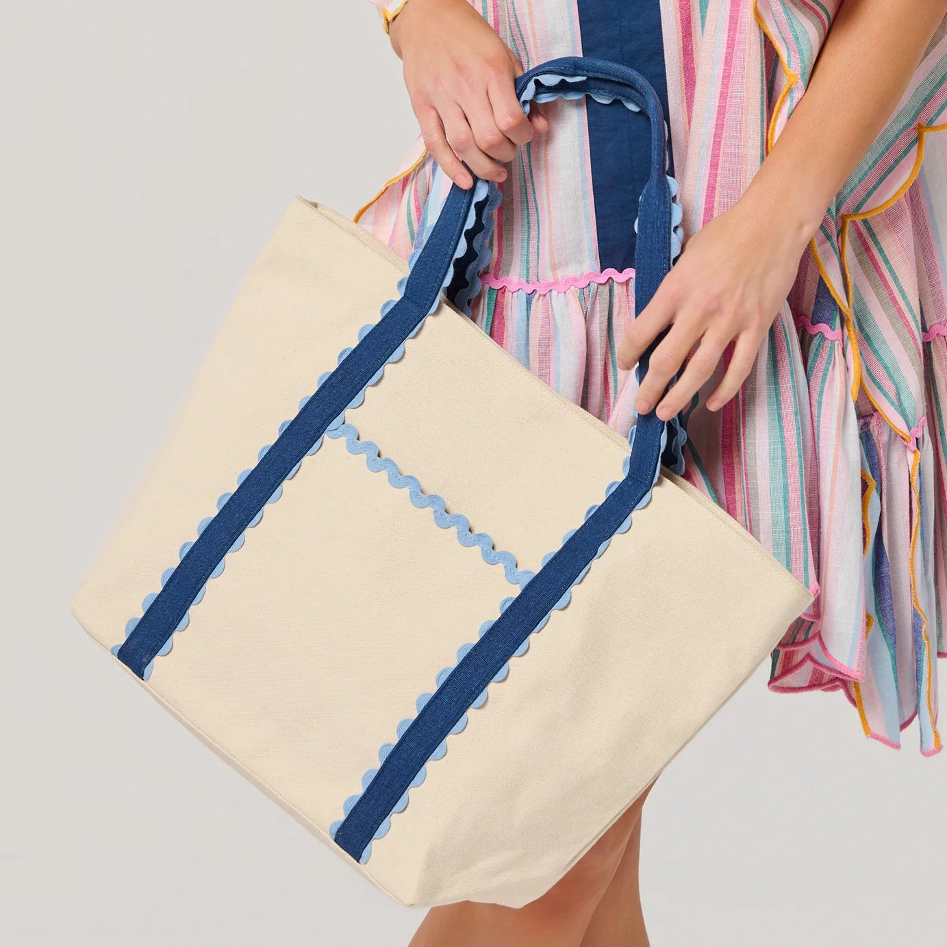 Poppy Tote - Blue and Pink