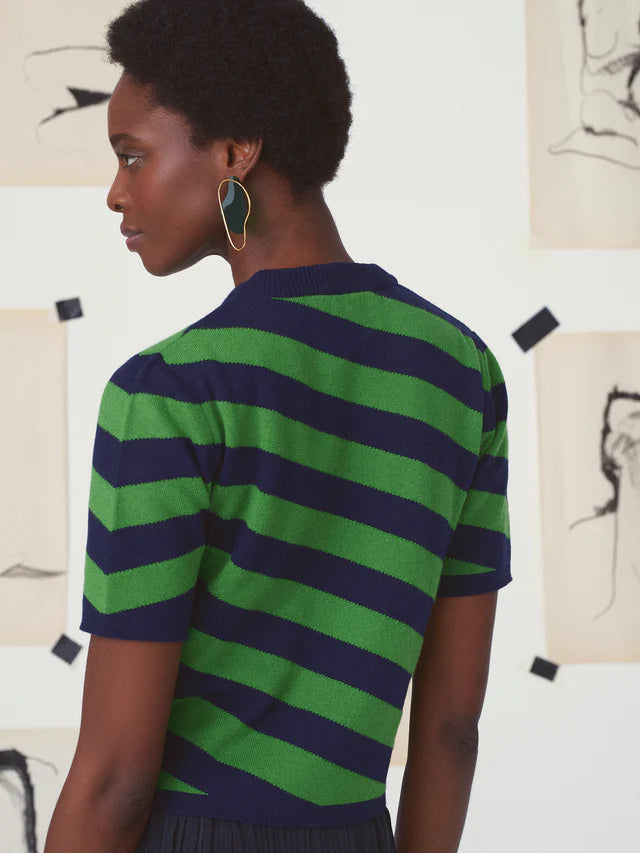 MII- Diagonal Wool-Cashmere SS Sweater