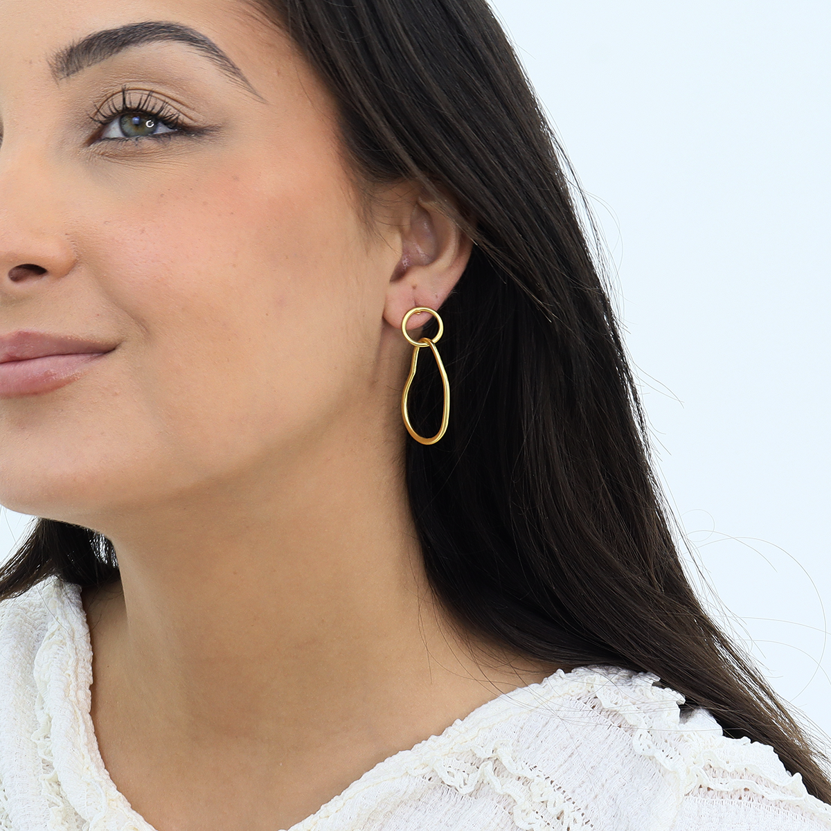 Organic link Drop Earrings - 24K Gold Plated