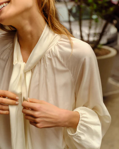 Cartolina Peggy Long Sleeve Top-Ivory