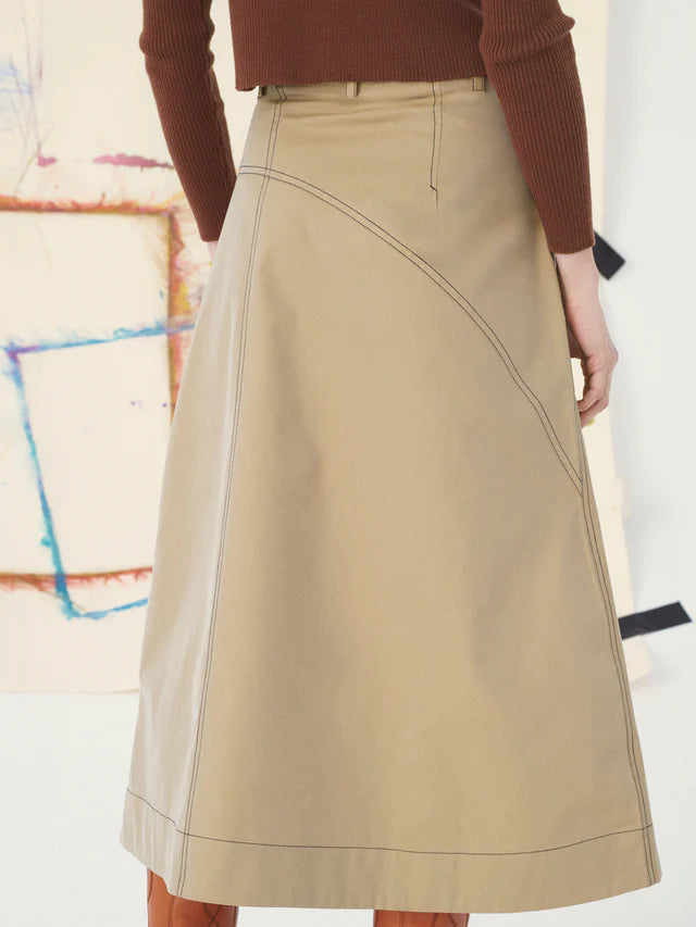 MII A-Line Long Skirt - Beige