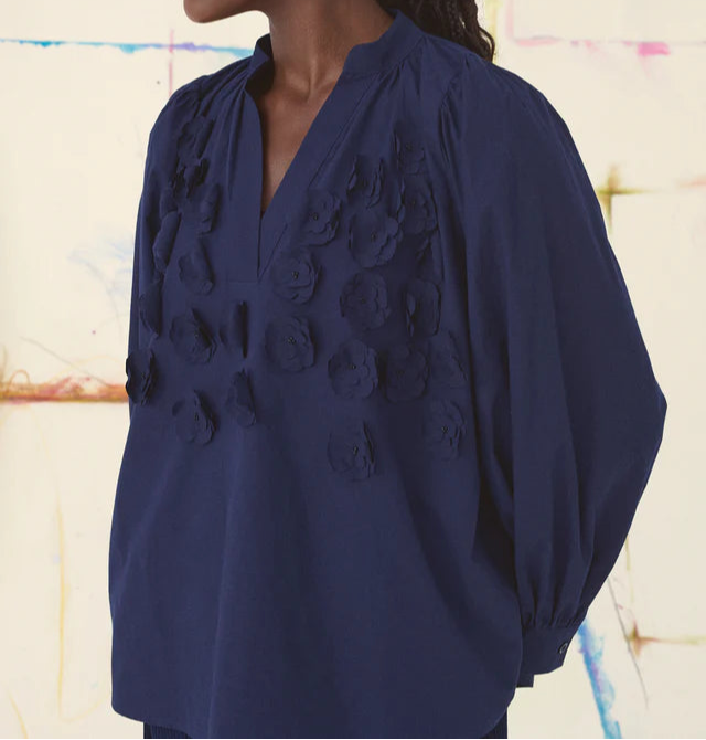 MII- Navy Flower Blouse