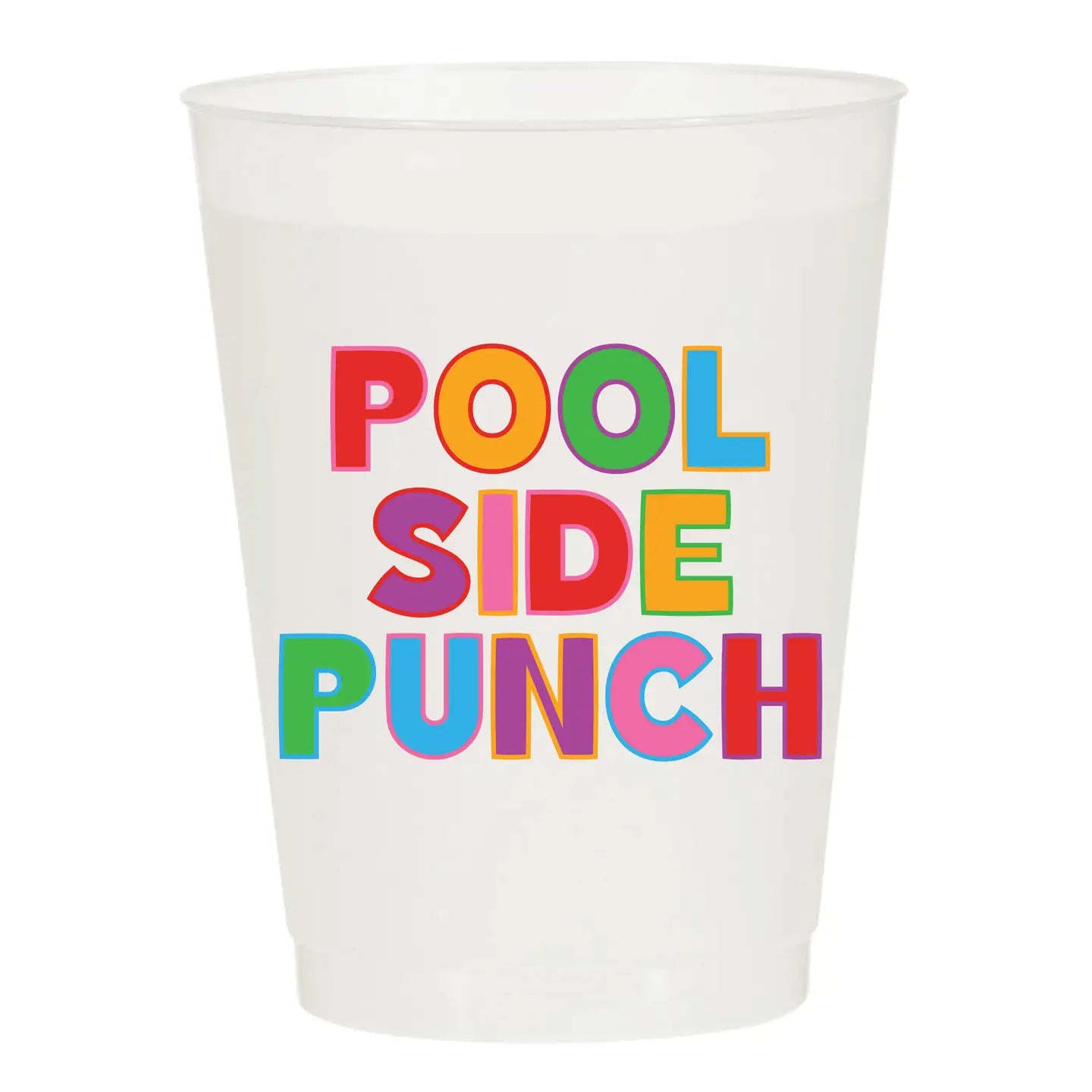 Pool Side Punch Multi Colored Frosted Cups - Set of 10