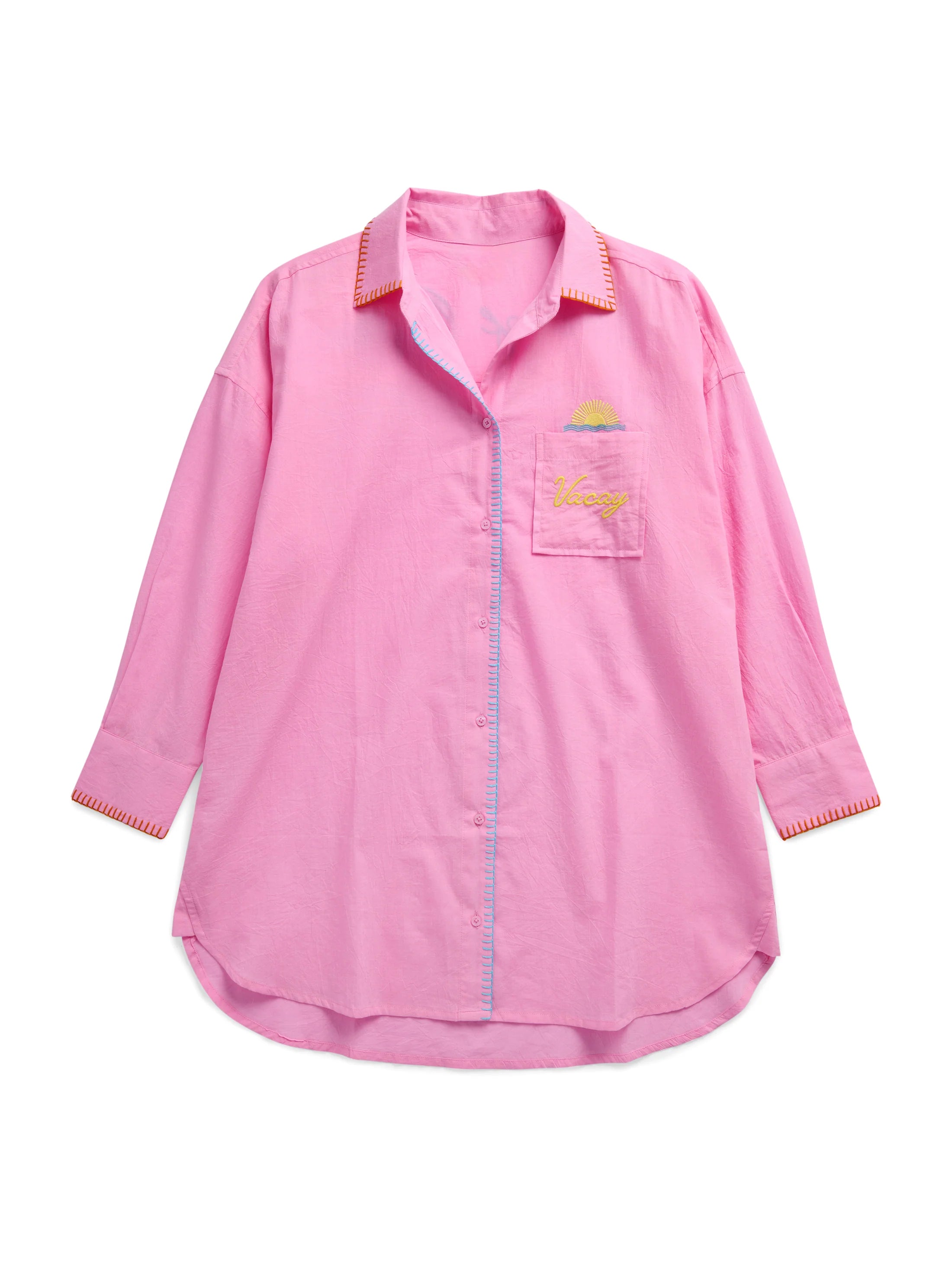 Vacay/Out of Office Cover Up Shirt - Pink