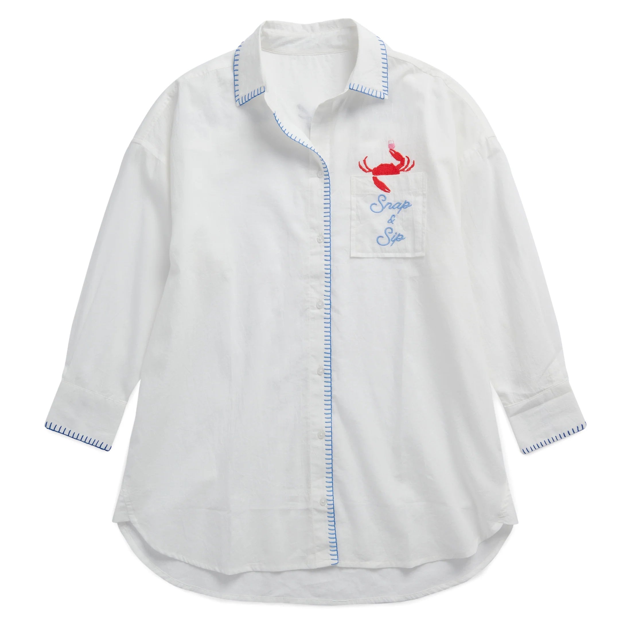 Catch of the Day Cover Up Shirt - White