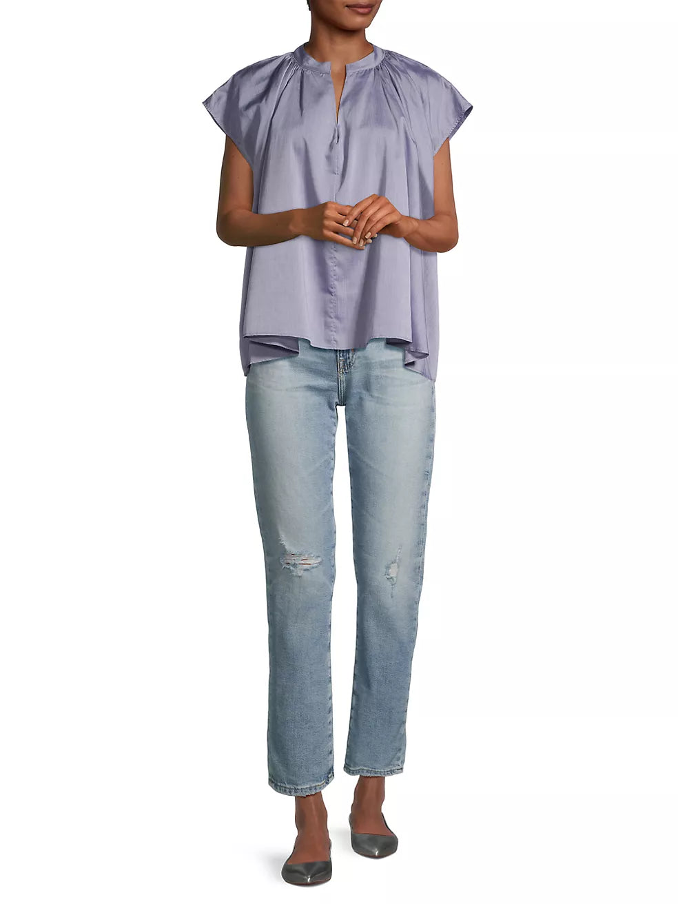 Harshman Finch Popover Blouse - Ice Blue