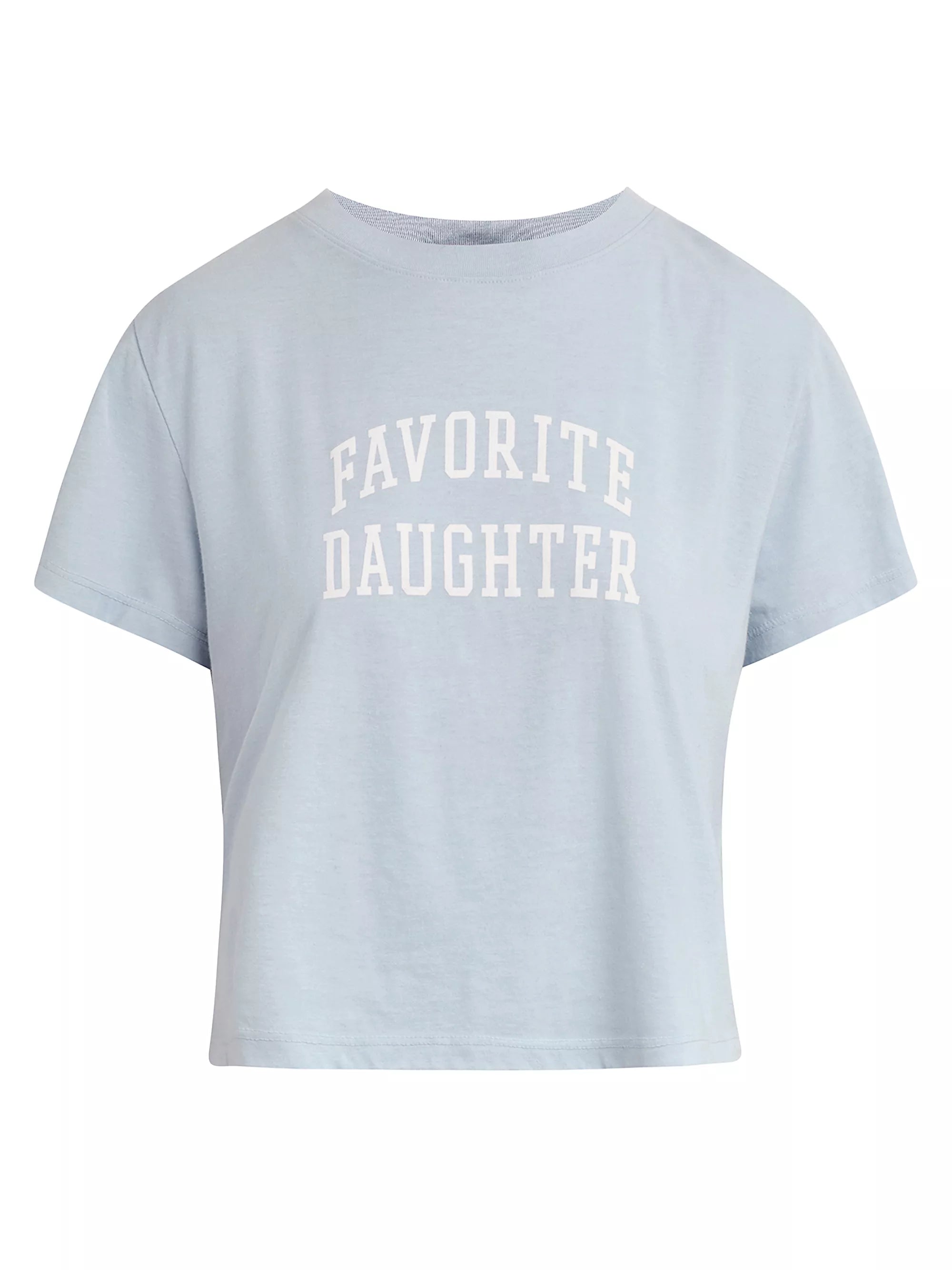 Favorite Daughter Cropped Collegiate Tee - Baby Blue
