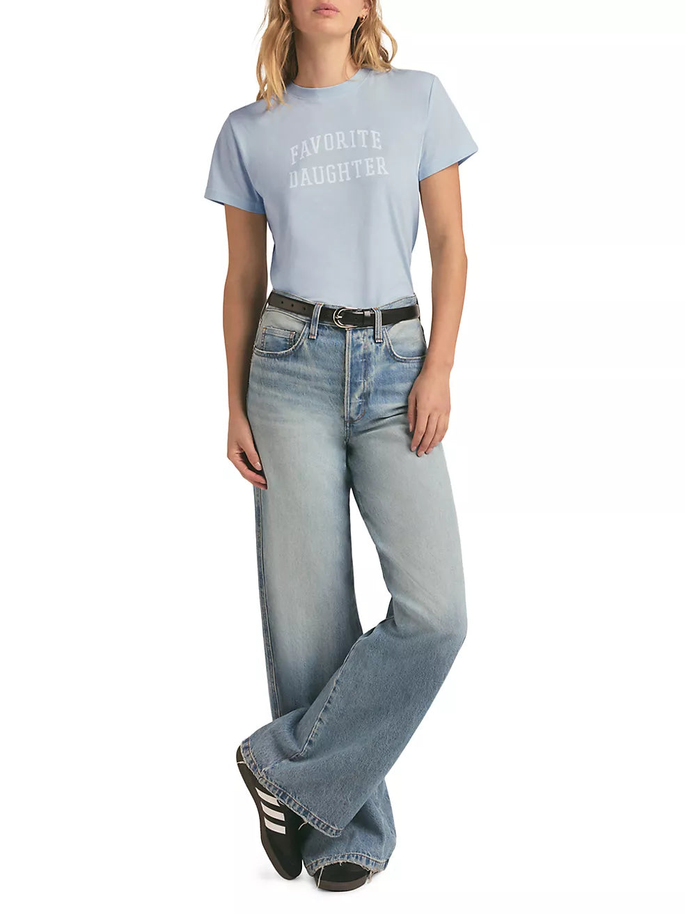 Favorite Daughter Cropped Collegiate Tee - Baby Blue