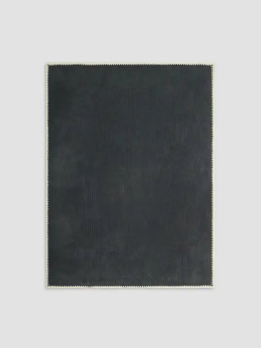 Barefoot Dreams CozyChic Rib Blanket Stitch Throw Slate Blue/Cream