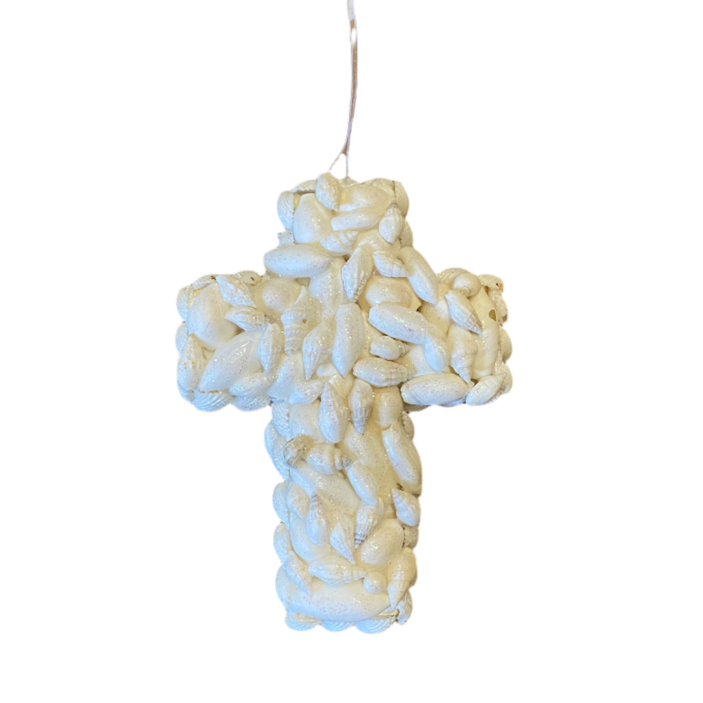 White and Pearl Shell Cross Ornament