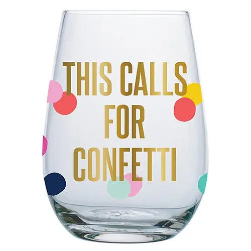 Calls for Confetti Wine Glass