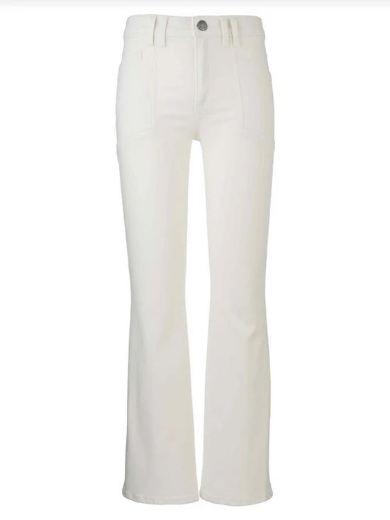 Kut Kelsey High Rise Ankle Flare Front Pockets Inset - Cream