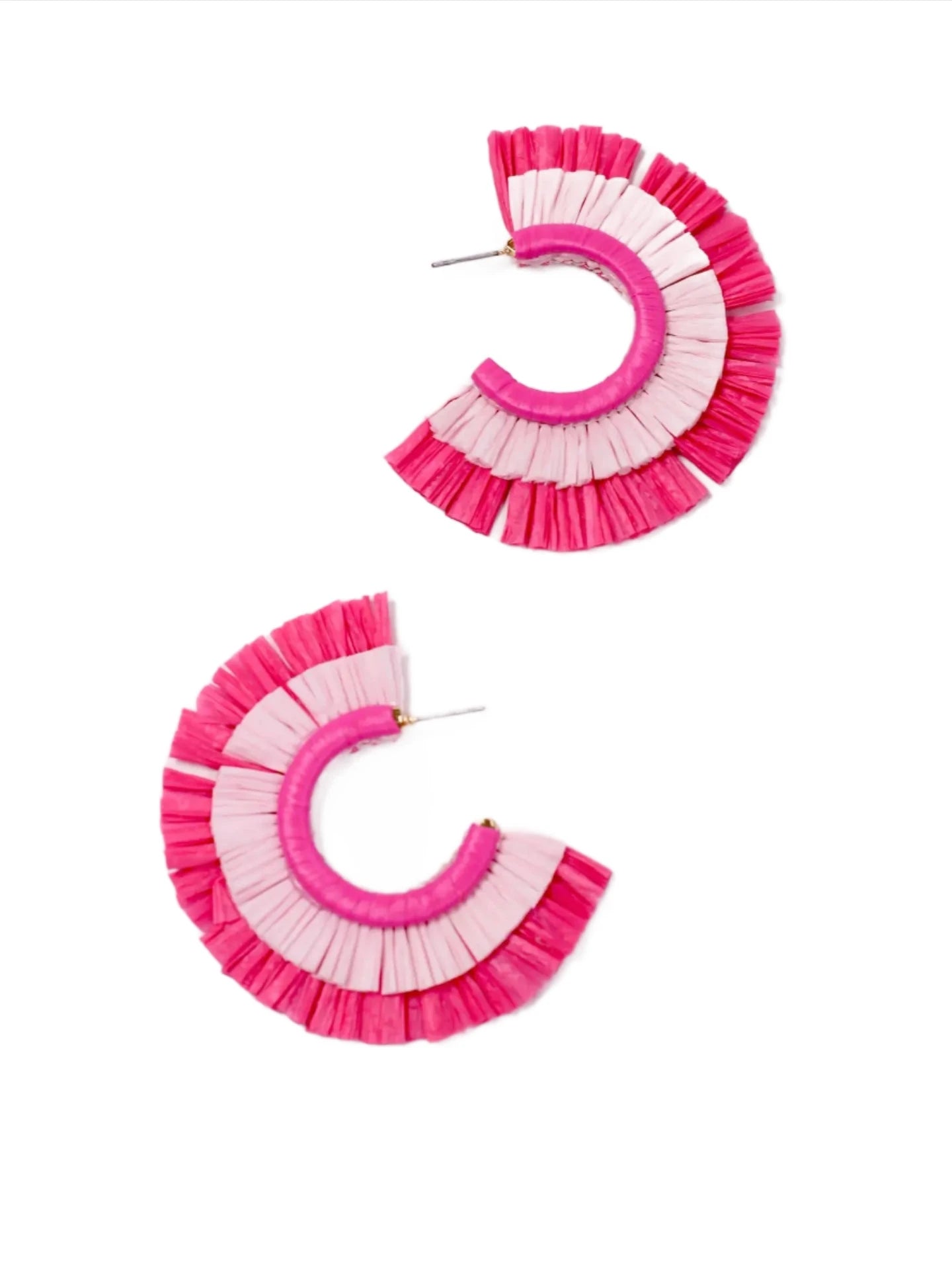 Aubert Raffia Hoop Earring - Hot Pink