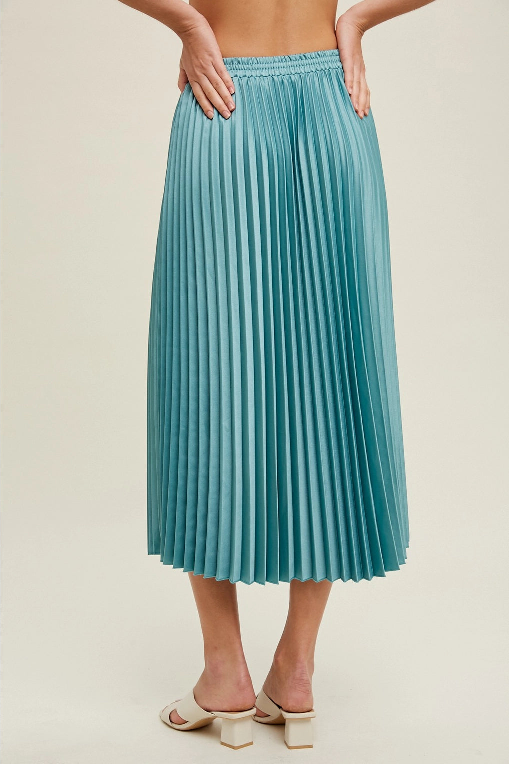Coastal Blue Pleated Midi Skirt