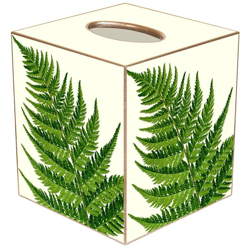Ferns on Ivory Tissue Box Cover