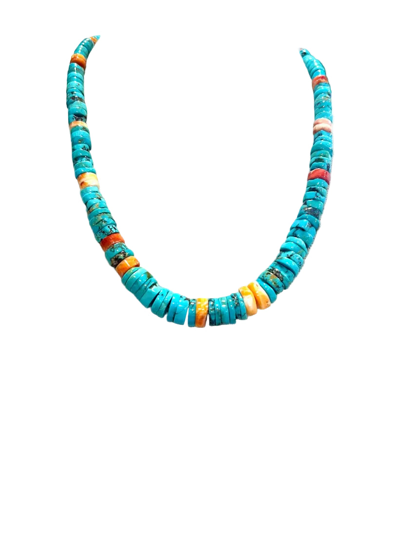 Turquoise And Spiney Oyster Necklace