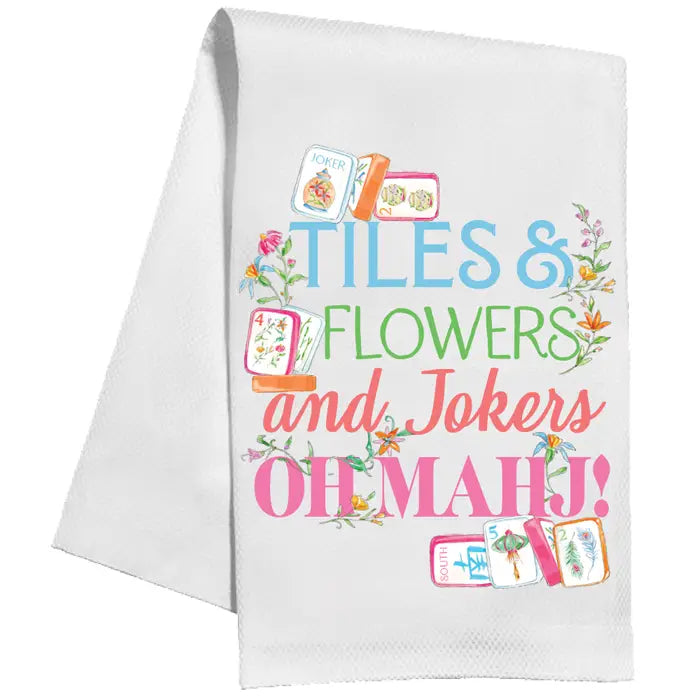 Kitchen Towel - Handpainted Tiles & Flowers and Jokers Oh Mahj!