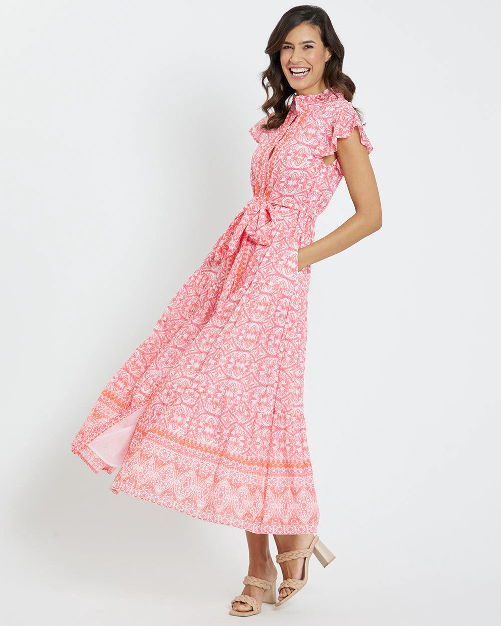Jude Connally Mirabella Dress - Calico Garden Pink Apricot