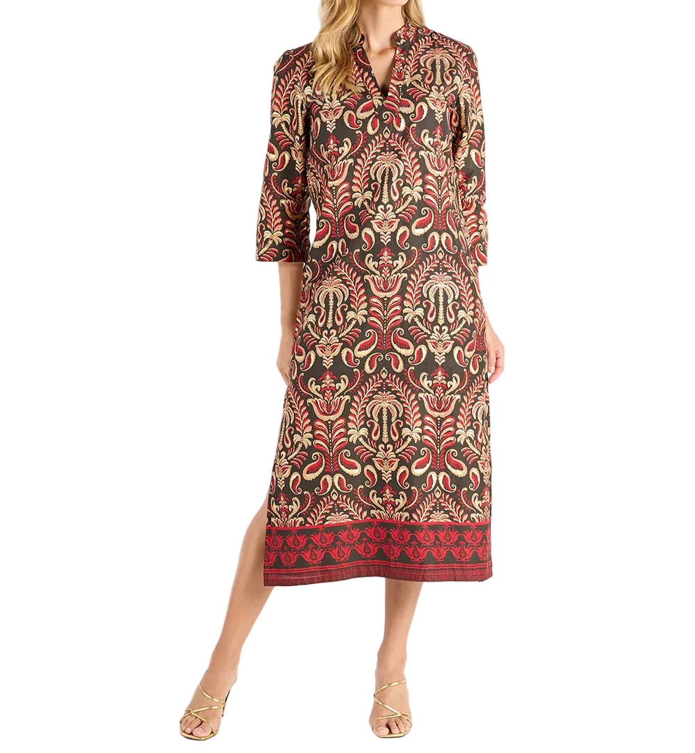 Jude Connally Devon Dress | Ornate Topiary Espresso/Gold