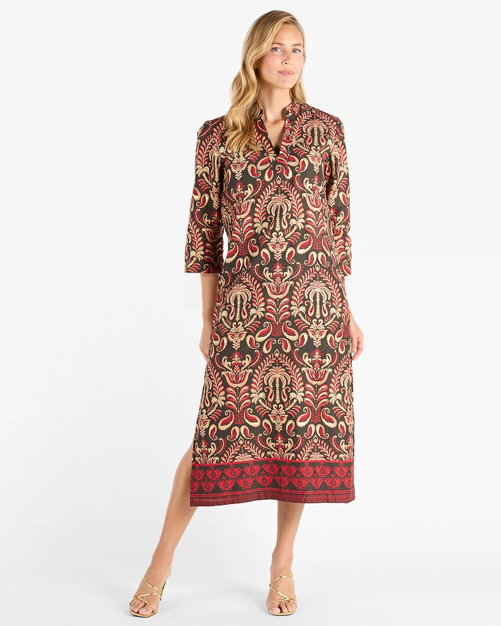 Jude Connally Devon Dress | Ornate Topiary Espresso/Gold