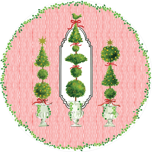 Caspari Round Topiary Placemats — Two Friends