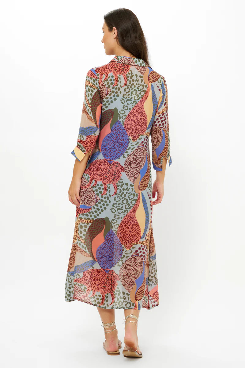 OLIPHANT Shirt Dress Midi - Nautilus Coral