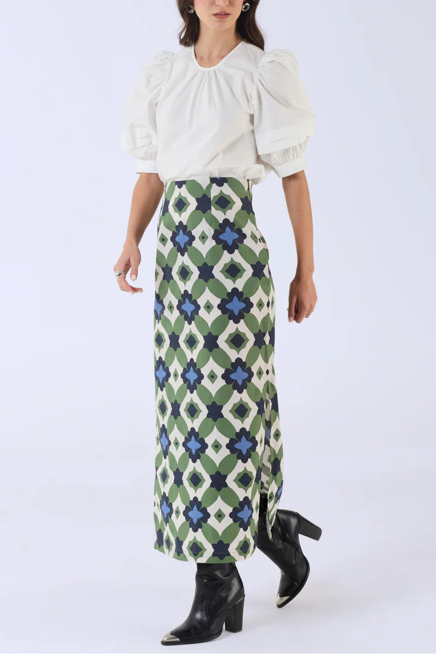 Beyond by Vera Aspen Skirt - Mosaic Green