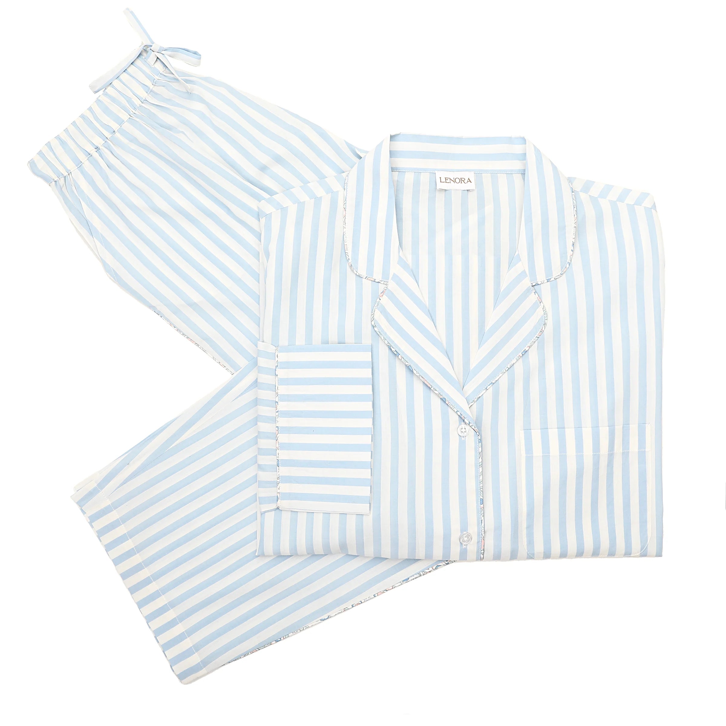 Lenora Classic Striped Capri Pajamas - Blue