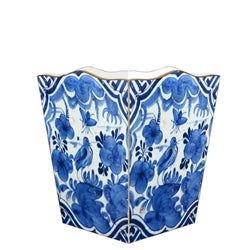 Blue Delft Pattern with Birds Wastebasket