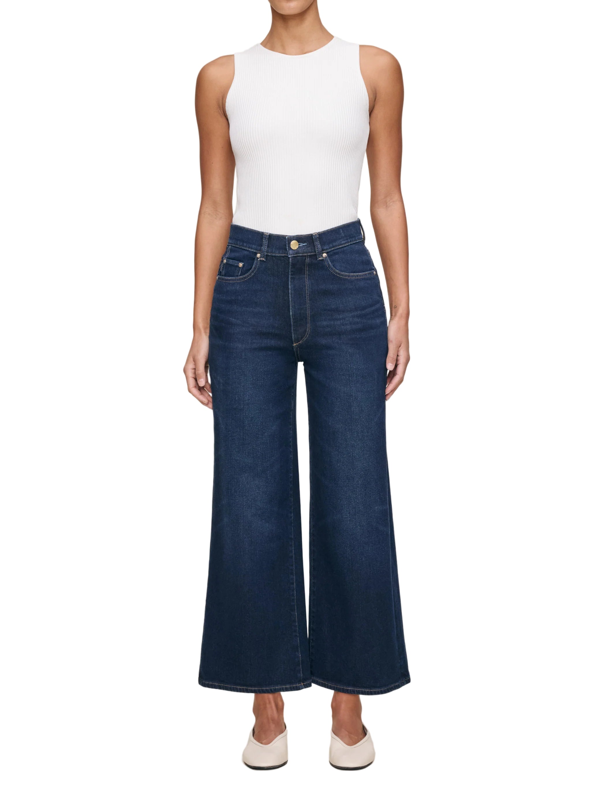 DL1961  Denim Hepburn Wide Leg: High Rise Vintage - Mediterranean