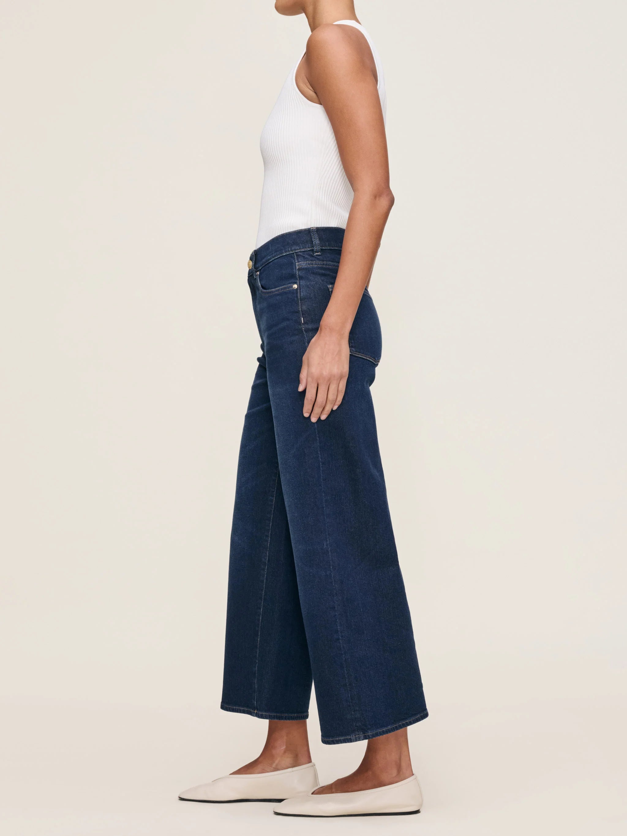 DL1961  Denim Hepburn Wide Leg: High Rise Vintage - Mediterranean