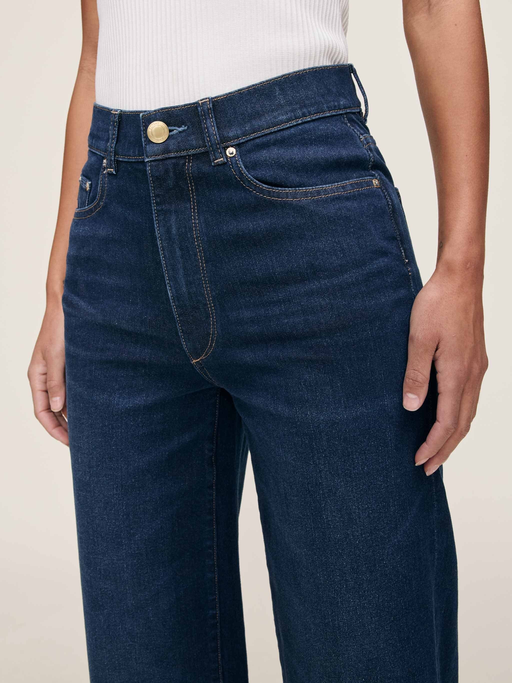 DL1961  Denim Hepburn Wide Leg: High Rise Vintage - Mediterranean