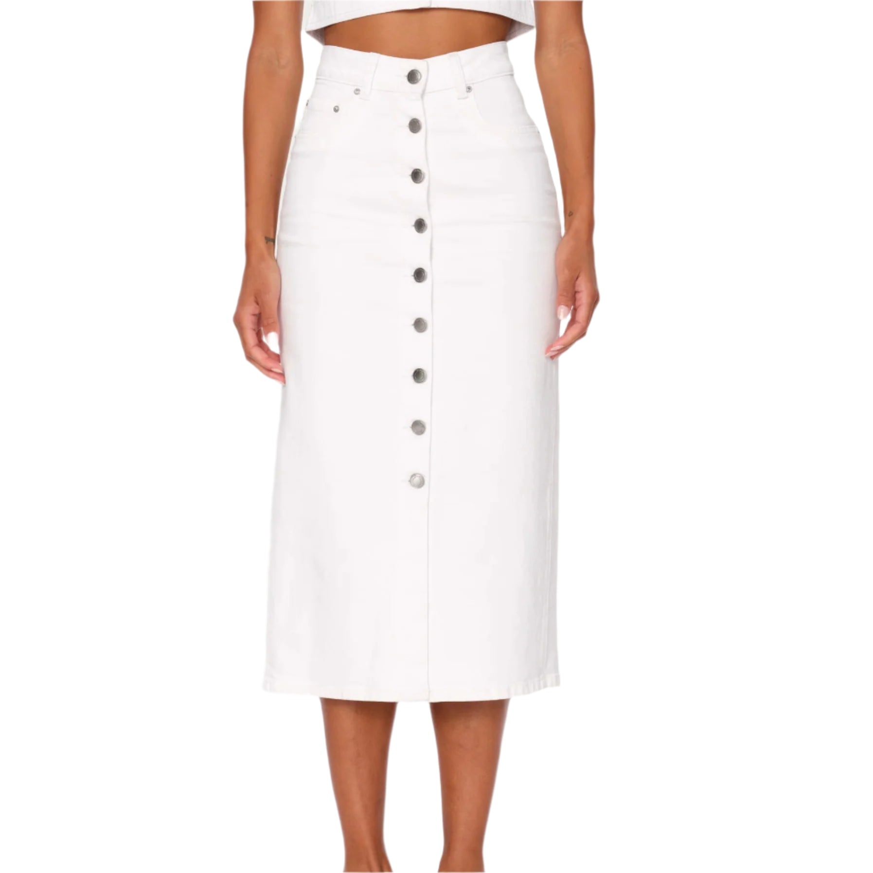 DL1961 Lexie Button Front Skirt - White — Two Friends DL1961 Lexie Button Front Skirt - White — Two Friends