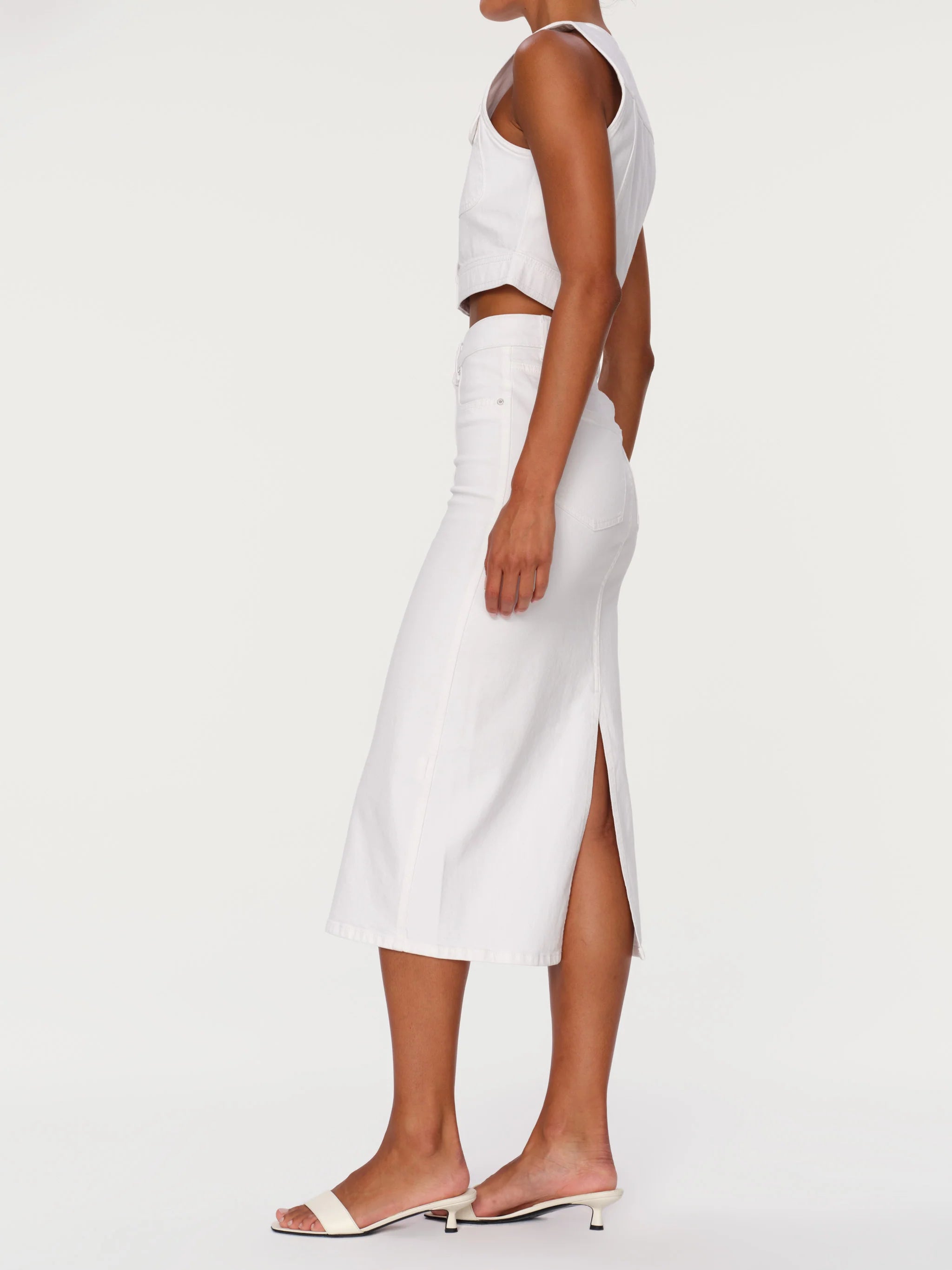 DL1961 Lexie Button Front Skirt - White