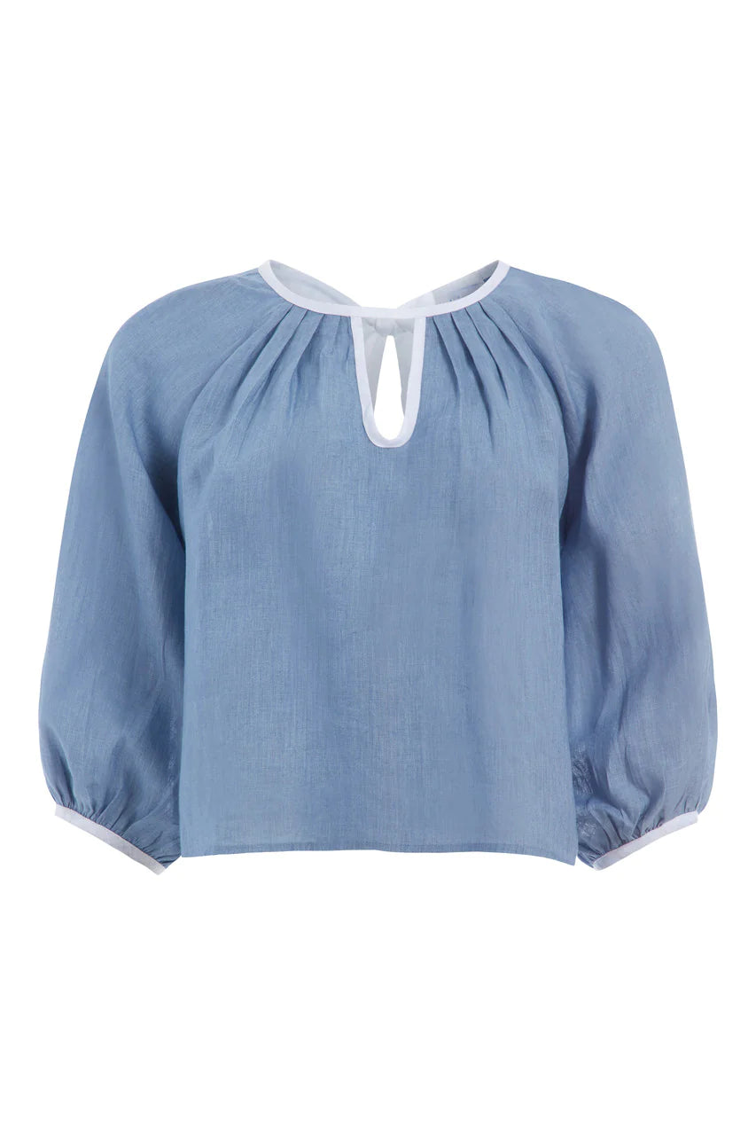 Linen Travel Top - Chambray