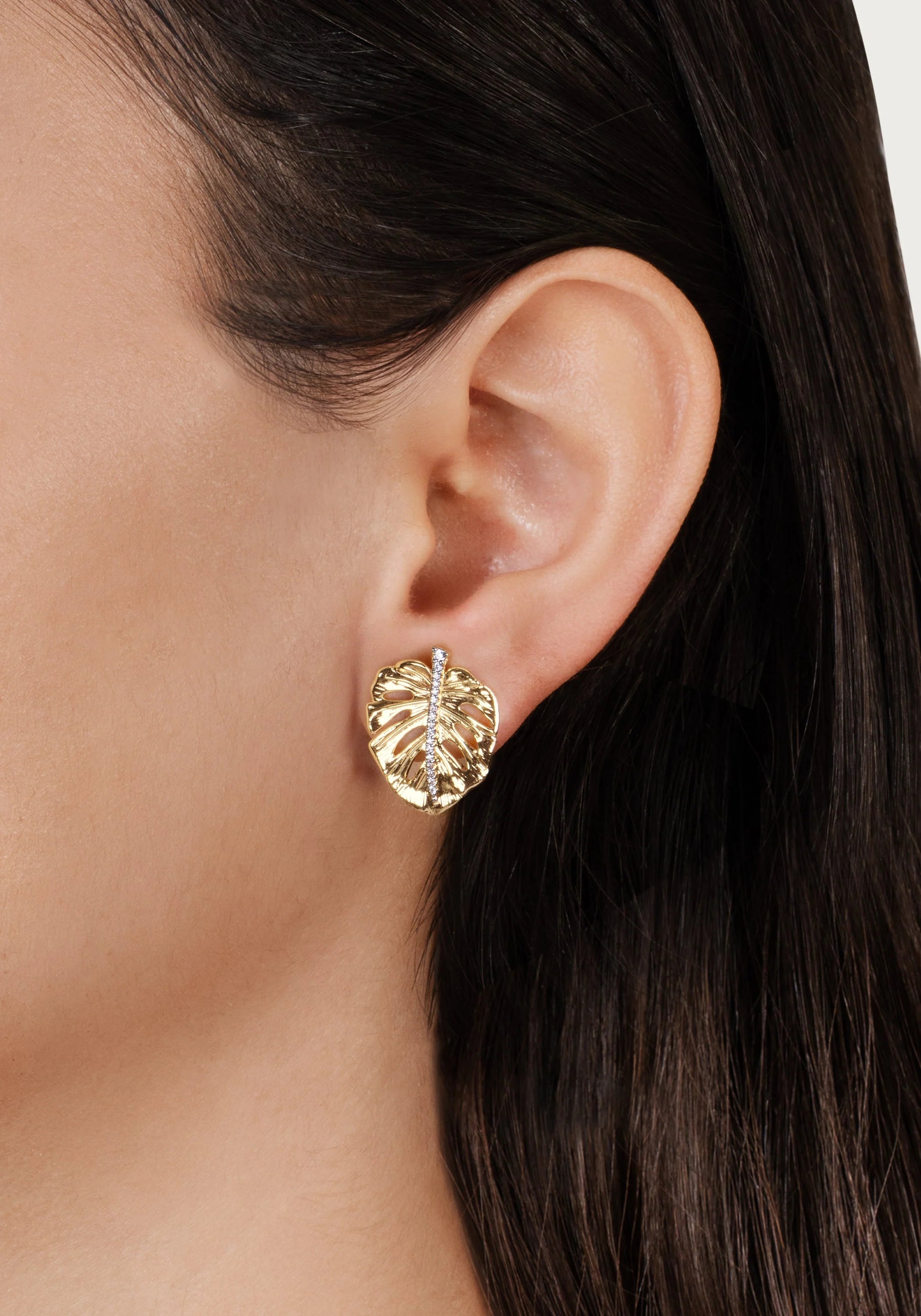 Anabel Aram Monstera Palm Earrings, Small