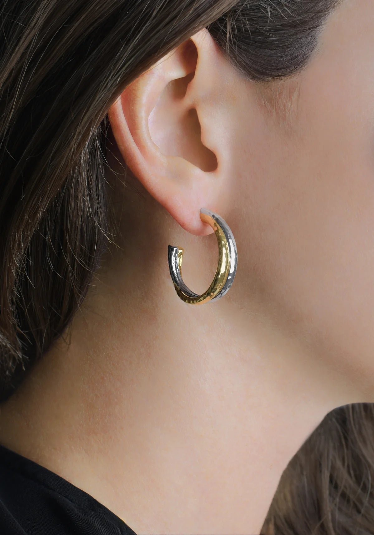 Anabel Aram Farrier Mixed Metal Hoop  Earrings