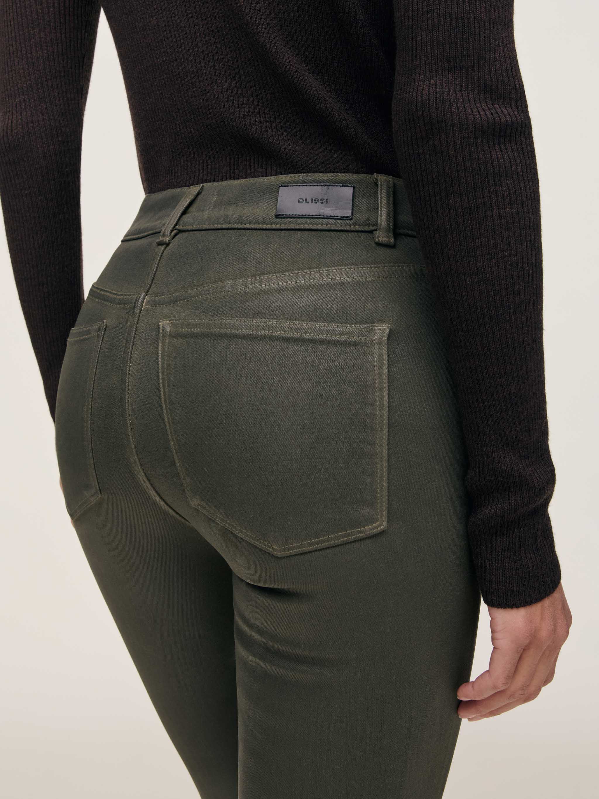 DL1961 Bridget Boot: High Rise Instasculpt - Moss Coated