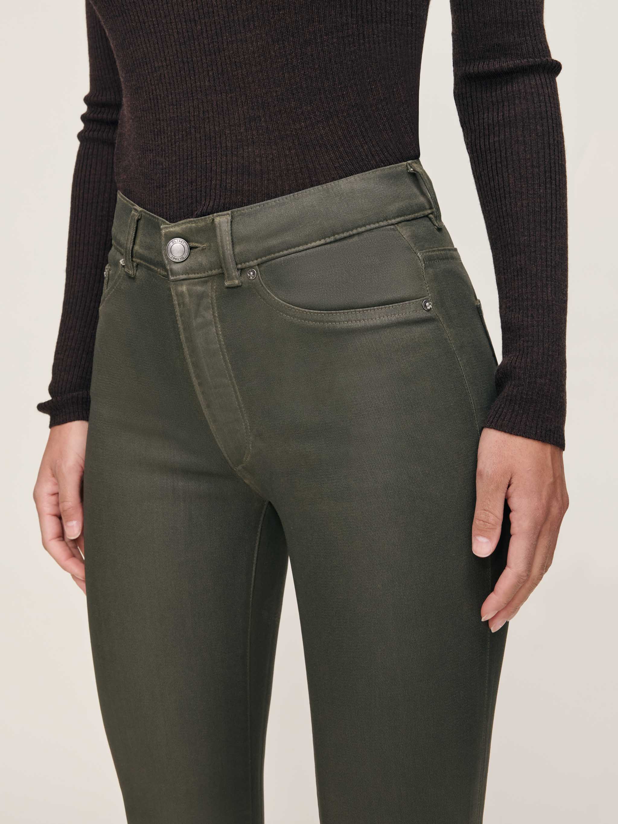 DL1961 Bridget Boot: High Rise Instasculpt - Moss Coated