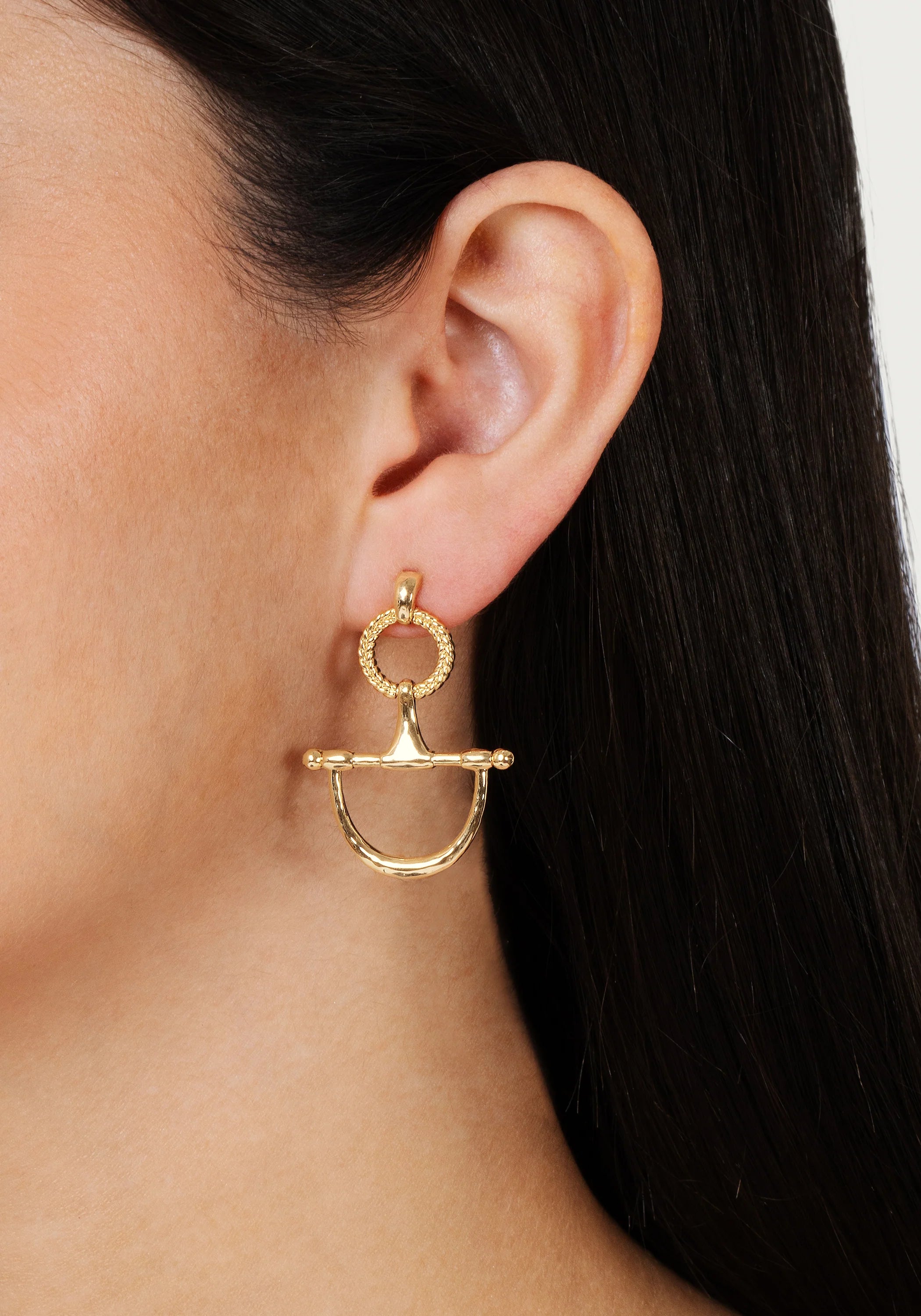 Anabel Aram Cheval Bit Drop Earrings, Gold