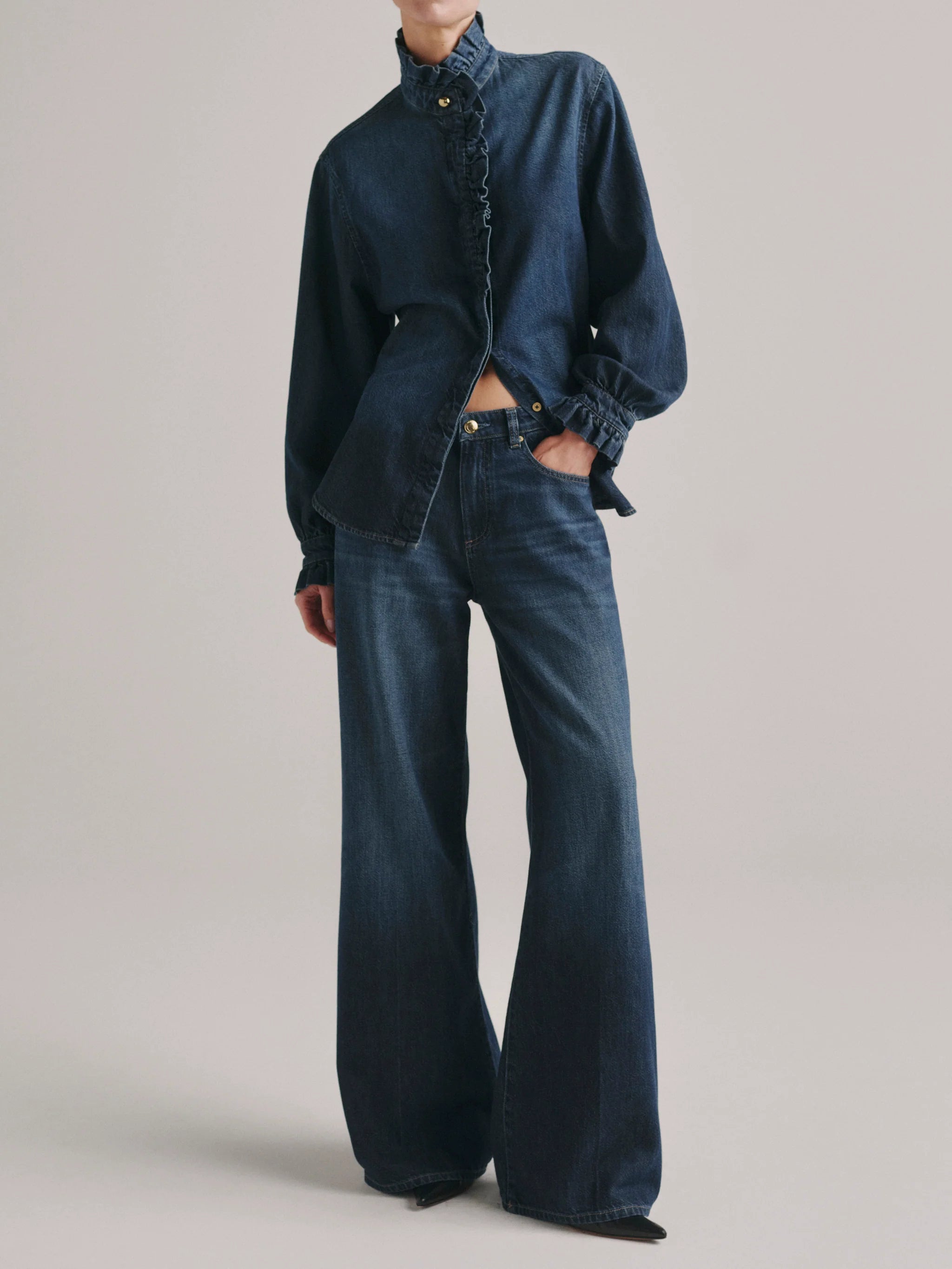 DL1961 Ruffle Shirt | Fall Blues Aura