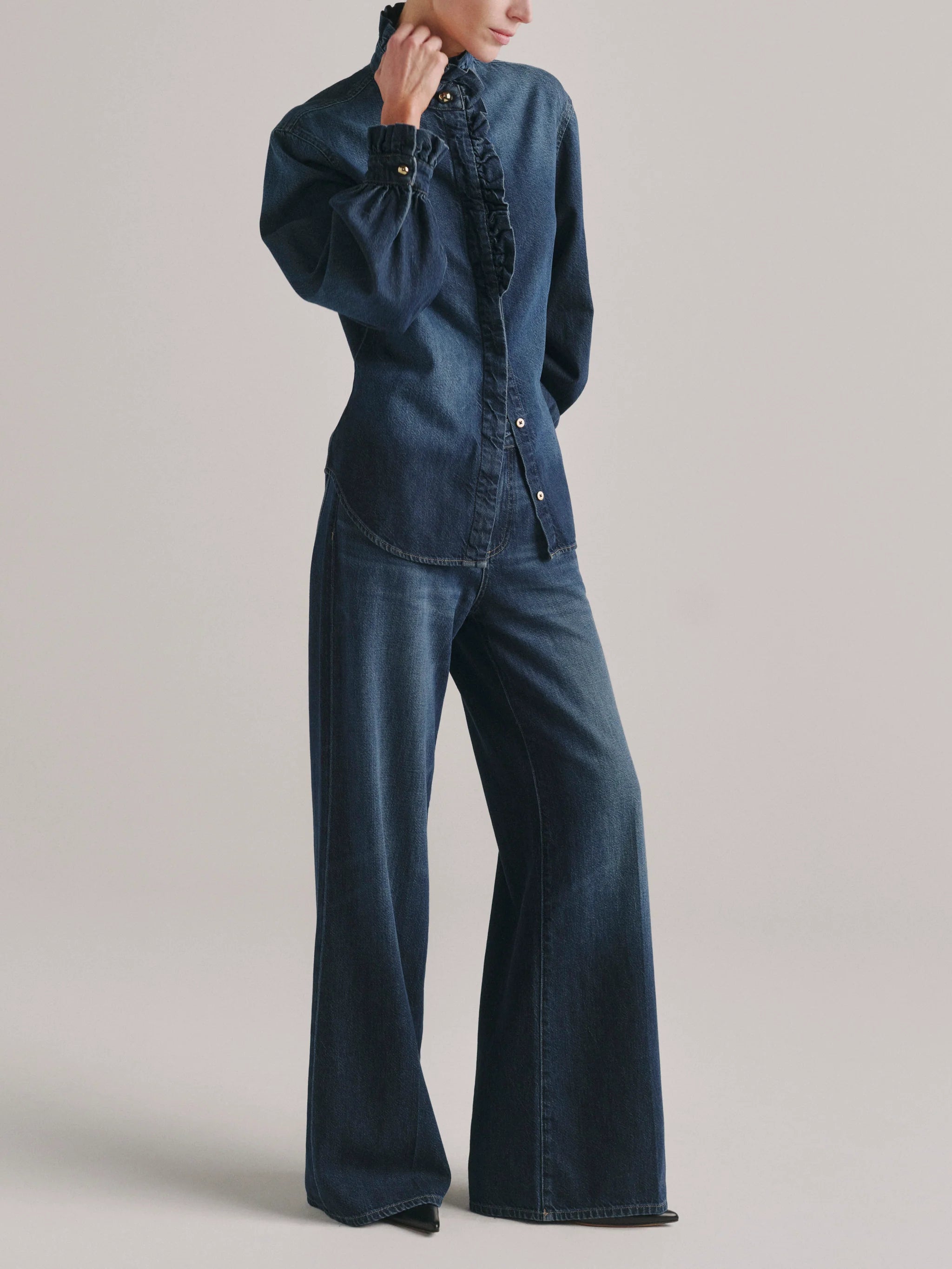 DL1961 Ruffle Shirt | Fall Blues Aura