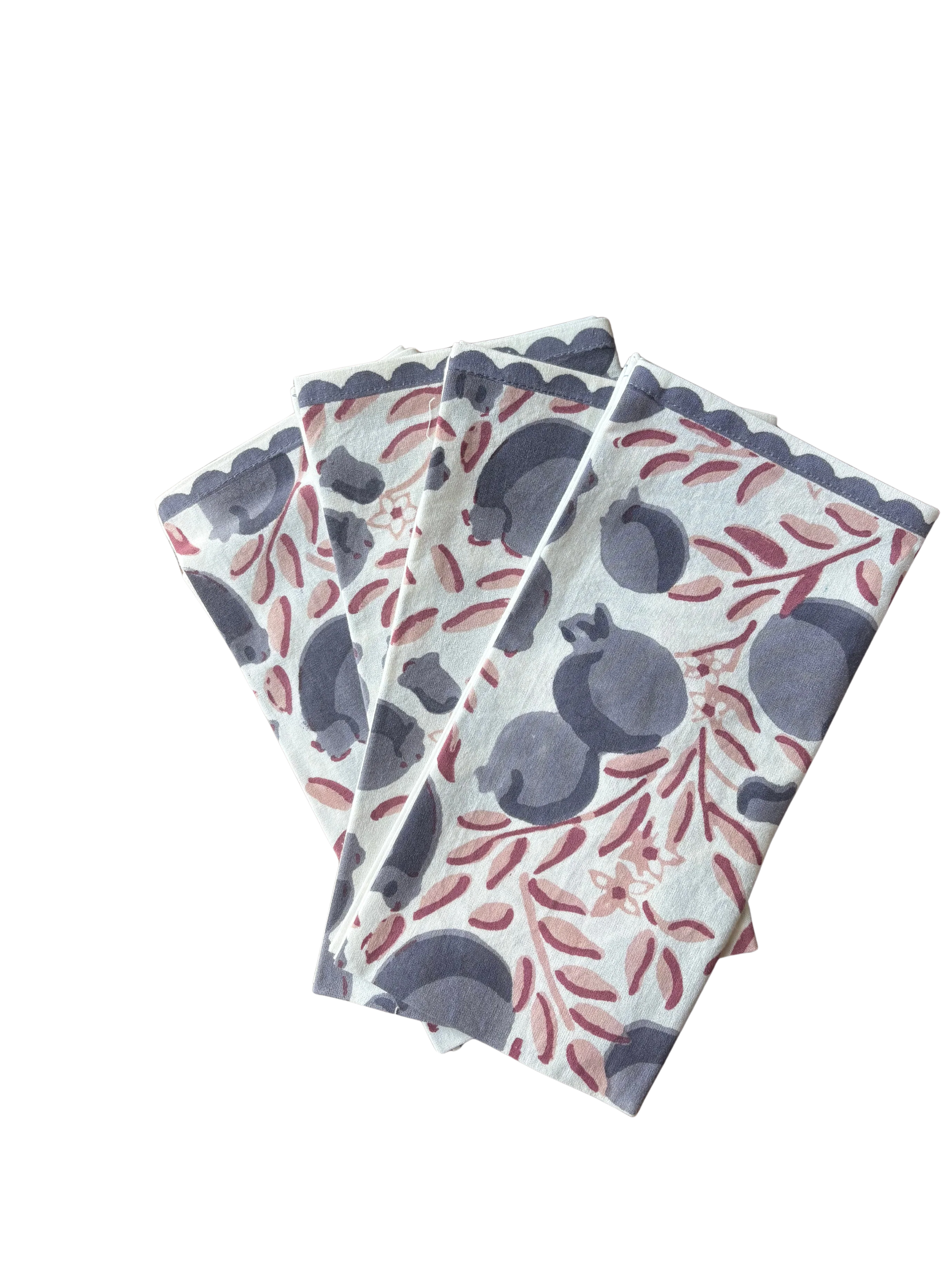 Pomegranate Vine Denim & Plum Napkins Set of 4
