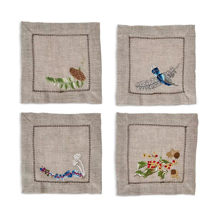 Juliska Forest Walk Cocktail Napkin Assorted Set/4-Multi